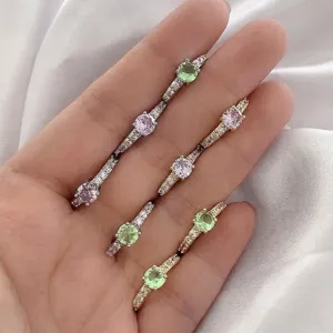 Minimalistische 18K Vergulde Koperen Oorbellen Met Peer Vorm Zirconia Voor Dames Zoete Elegante Zircon Oorbellen