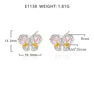 Technische Details von Schmetterling-Ohrringen mit 19,5 mm und Zirkon-Material.