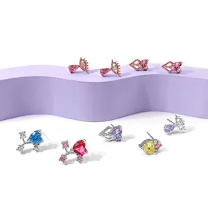 Kreative Bunte Zirkonia Herz Ohrstecker Kupfer Vergoldet Böser Blick Wassertropfen Quaste Schmuck Für Damen Täglich Party Dating Ohrringe
