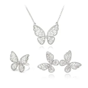 Elegantes Schmuckset mit Zirkonia-Schmetterling inklusive Kette Ring und Ohrringe