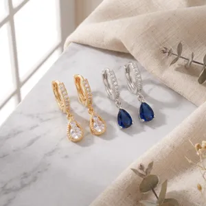 Lussuosi Orecchini Pendenti in Zirconia a Goccia di Rame Eleganti Orecchini con Zirconi Cubici Gioielli per Donne