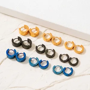 Unisex Minimalist Stainless Steel Hoop Earrings Geometric Mirror Polished Round Huggie Earrings Fashion Jewelry Gift