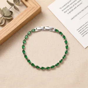 Braccialetto Tennis in Zirconia Taglio Marquise in Rame Galvanizzato Gioielli in Argento per Uomo Donna Regalo di Moda