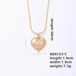 Gold heart letter C necklace pendant vintage snake chain minimalist aesthetic fashion jewelry