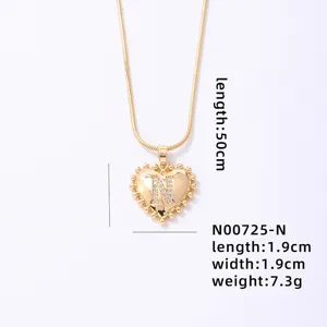 Gold heart letter N pendant necklace fashion minimalist clavicle chain jewelry for women