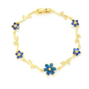 Bracelet en Cuivre et Zircone à Vigne de Fleurs de Luxe Transfrontalier Ornement de Main Floral Multicolore Bijou de Niche Polyvalent