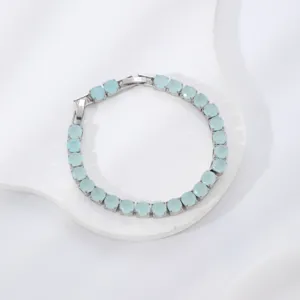 Minimalist light luxury light blue zircon single row diamond tennis bracelet for women fashion jewelry
