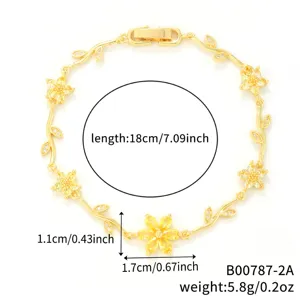Bracelet fleurs plaqué or avec zircons jaunes, longueur 18 cm, poids 5,8 g infos.