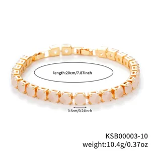 Gold-plated pink cubic zirconia tennis bracelet for women minimalist chic fashion jewelry
