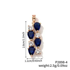 Exquisiter blau-weißer Zirkonia Tropfen Anhänger Halskette, elegantes Luxus Schmuckdesign.