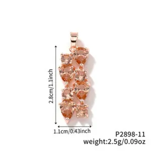 Exquisites Wassertropfen Zirkon Anhänger Detailbild, elegantes Roségold Modeaccessoire.