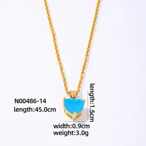 Gold-plated heart zirconia clavicle chain necklace minimalist stylish fashion jewelry