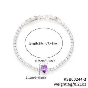 Detailed view of 19cm length and 6g weight for the purple teardrop stone bracelet