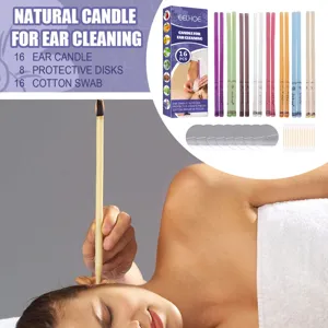 Professional ear cleaning kit includes 16 scented candles, 8 disks, and 16 cotton swabs