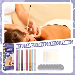EELHOE natural ear candle set for earwax removal with protective disks and cotton swabs.