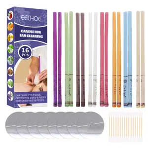 Professional EELHOE ear cleaning candle set with 16 multi-colored candles, disks and swabs