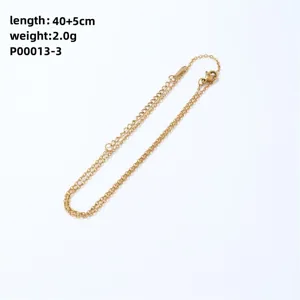 Detailed view of fine golden stainless steel link chain necklace with 40+5cm length