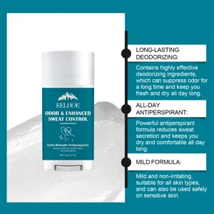 Detailed view of EELHOE men's deodorant stick showing long-lasting formula and mild protection