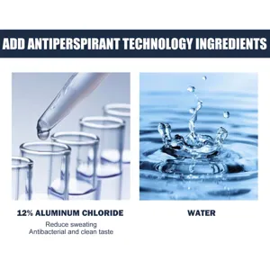 Imagen de detalle de ingrediente antitranspirante de axila con cloruro de aluminio.