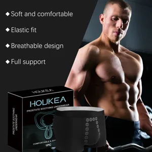 HOUKEA men's health care boxer briefs detail, featuring comfortable fabric and magnetic design.