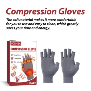 Houkea graue Kompressionshandschuhe zur Gelenkentlastung mit weichem Material und fingerlosem Design