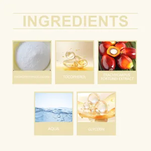 Detailed illustration of men's care capsule ingredients including Tocopherol and Glycerin