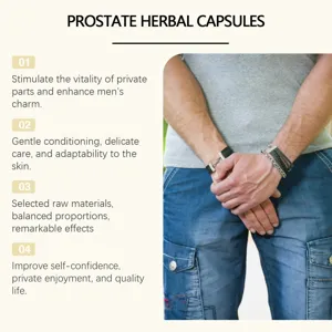 Informative detail graphic for North Moon prostate herbal capsules highlighting men's health benefits.