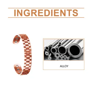 Men copper magnetic bracelet stylish health wellness open cuff bangle detail display alloy