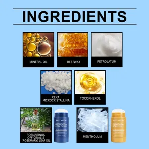 Detalle de ingredientes del desodorante en barra East Moon con extractos vegetales.