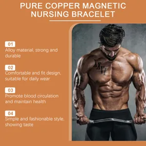 Detail view of pure copper magnetic nursing bracelet, featuring alloy material and health care design.