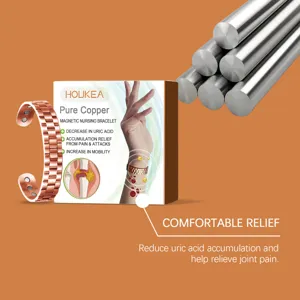 Men's pure copper magnetic bracelet detail, stylish health care wristband for daily wear.