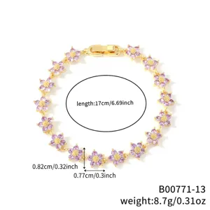 Dimensioni e peso dettagliati per il bracciale a stella con zirconi viola placcato oro