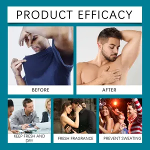 Detail showing men's deodorant stick efficacy: keep fresh, dry, and prevent sweating