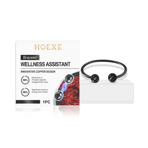 Schwarzes offenes Wellness-Armband mit HOEXE-Markenverpackung für Herren geeignet