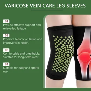 Black compression knee sleeves with massage dots for joint support and daily leg comfort wear