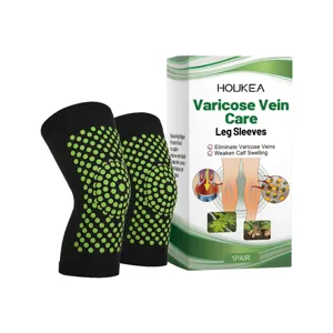 Houkea Varicose Vein Care Leg Sleeves Tourmaline Magnetic Massage Knee Braces Pair