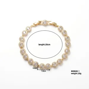 Κομψό χρυσό χάλκινο βραχιόλι με κρύσταλλα micro-pave και διαστάσεις μήκους 20 εκατοστών