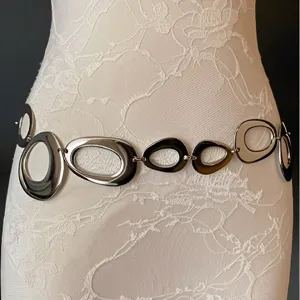 Minimalist Metal Geometric Ring Waist Chain For Women Fashion Body Chain Dress Accessories Belt Adjustable Jewelry