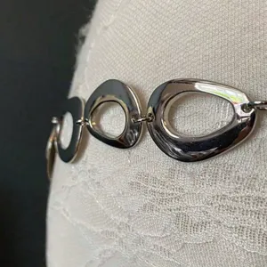 Silver metal ring waist chain body chain for women Y2K dress accessory detail view