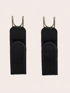 Adjustable elastic waist belt with metal hook and velcro black waist extender 2pcs
