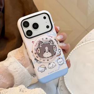 Nahaufnahme einer süßen Hunde-iPhone-Hülle mit passendem magnetischem Handygriff