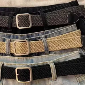 Unisex Canvas Belt Casual Outdoor Fashion Woven Belt With Alloy Pin Buckle For Men Women Jeans Work Pants