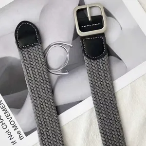 Unisex casual braided belt with metal pin buckle and leather ends, perfect for daily wear.