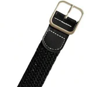 Casual woven canvas belt for men and women, featuring a durable metal pin buckle and stylish design.