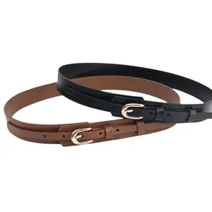 Men PU leather belt with metal pin buckle, classic business casual design for stylish jeans.