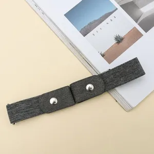 Invisible stretch elastic belt for jeans, minimalist adjustable buckleless design.