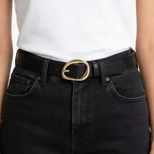 Women Retro Oval Buckle PU Leather Belt Vintage Gold Pin Buckle Fashion Casual Formal Waist Belt For Jeans Dress Ladies Accessory