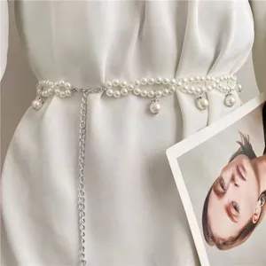 Bohemian Elegant Artificial Pearl Waist Chain For Women Dress Decoration Sophisticated Alloy Body Chain Jewelry Accessory