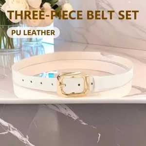 Einfacher Damen PU Leder Gürtel Mit Geometrischer Quadratischer Metallschnalle Minimalistischer Vielseitiger Hosenbund Für Jeans Und Anzüge