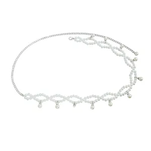 Elegant bohemian style pearl waist chain belt for women dress decoration and waist cinching
